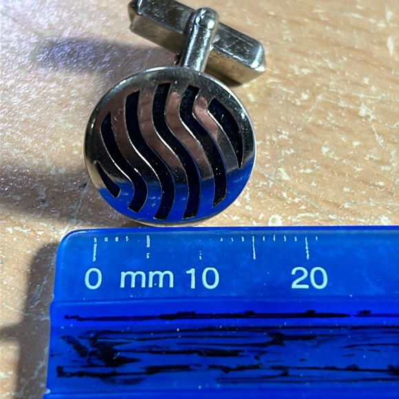 Swank Sterling Silver Cuff Links - blue and silver waves - Picture 11 of 13